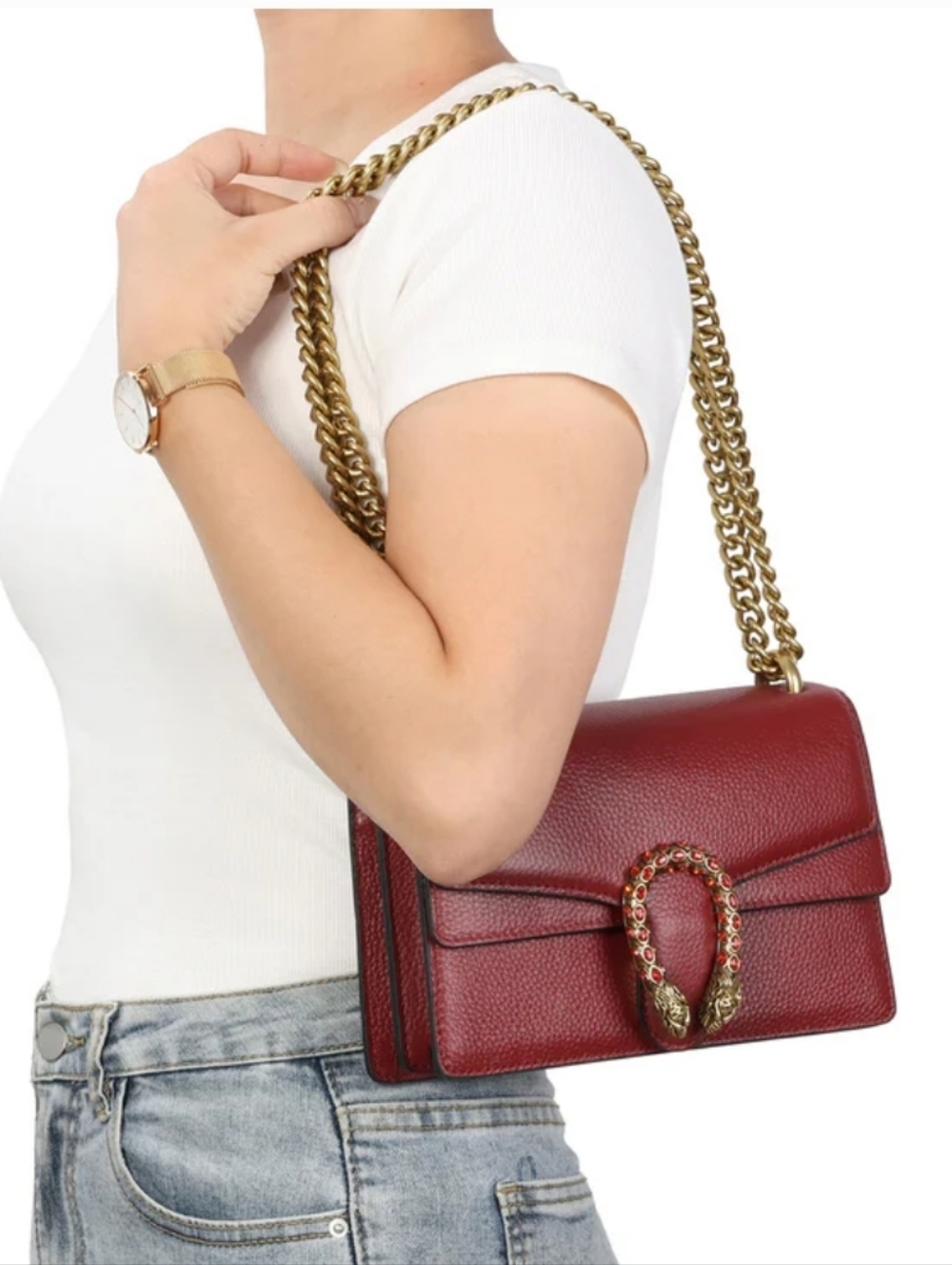 NWT Tiffany & Fred Purse Crystal Dragon Crossbody Shoulder Bag Red Leather - Picture 6 of 16